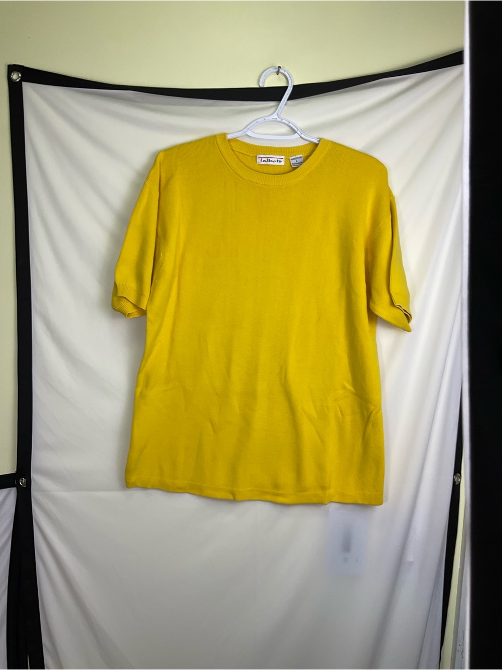 Talbots Bright Yellow Crew Neck Short Sleeve Sweater